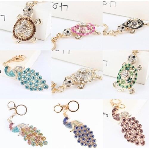 5D DIY diamond painting keychain little turtle fashion cartoon cute peacock keychain diamond mosaic bag pendant finished