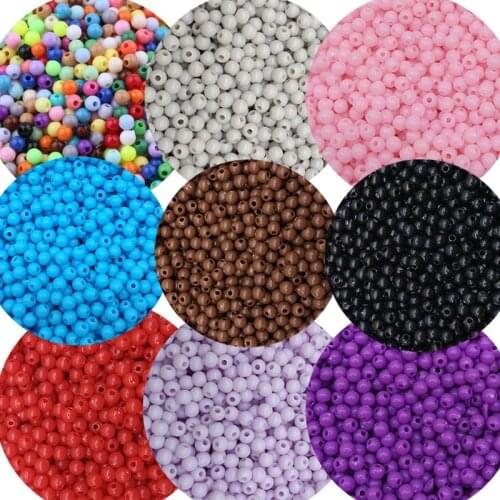 1000pcs/lot 4mm Candy Colors Plastic Acrylic Beads Ball Round Spacer Loose Beads For DIY Necklace Bracelet Jewelry Making