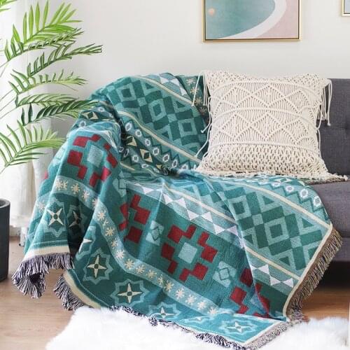 Nordic sofa blanket fashion double-sided sofa towel knitted Bohemian geometric abstraction carpet decor Bedspread blankets throw