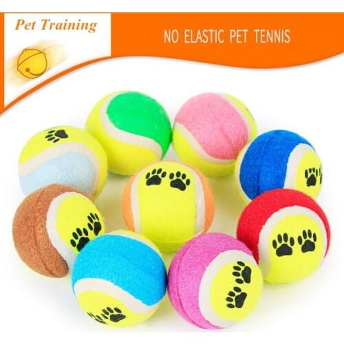 JCPAL Colorful No Elastic Pet Tennis Ball Dog Training Ball Rubber Craft Pet Toys With Cute Footprint Pattern Dog Chew Training