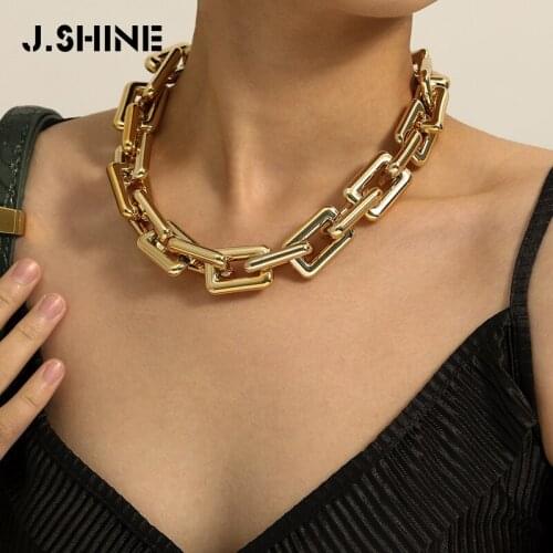 JShine Punk Lock Chain Statement Necklace Women Hip Hop Big Chunky Thick Link Necklace Gothic Choker Necklace Steampunk Jewelry
