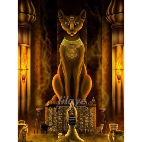 5d Diy Diamond Painting Egyptian Pharaoh Icon Paint With Diamond Picture Embroidery Cat God Full Square Round Mosaic Decor DF140