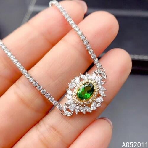 KJJEAXCMY fine jewelry natural Diopside 925 sterling silver popular new girl gemstone hand bracelet support test hot selling