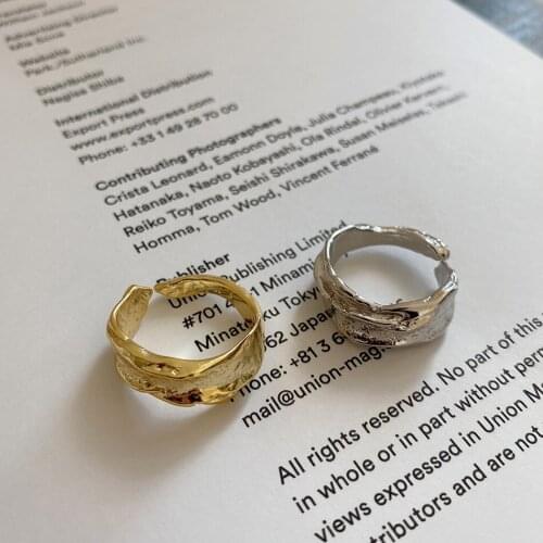 1PC Authentic 925 sterling silver Gold /White Molten Ridge dysmorphism Band Ring adjust Jewelry TLJ1203