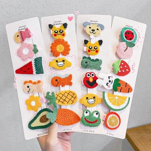 Kawaii Cartoon Knitted Fruit Hairpins Girls Kids Hair Clips Pin Accessories For Baby Hairclip Barrettes Hair Ornaments Headdress