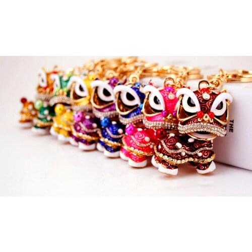 Fashion creative gifts exquisite lion dance lion feng shui kylin key chain bag buckle car pendant Chinese style