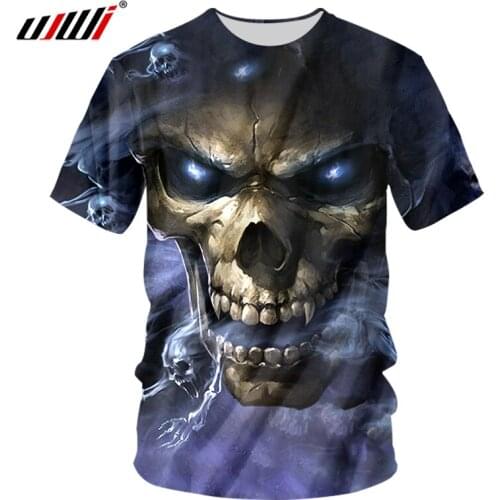 UJWI Mens summer 2019 skull print short-sleeve T-shirt 3D T-shirt casual breathable T-shirt large size 5XL T-shirt drop-ship
