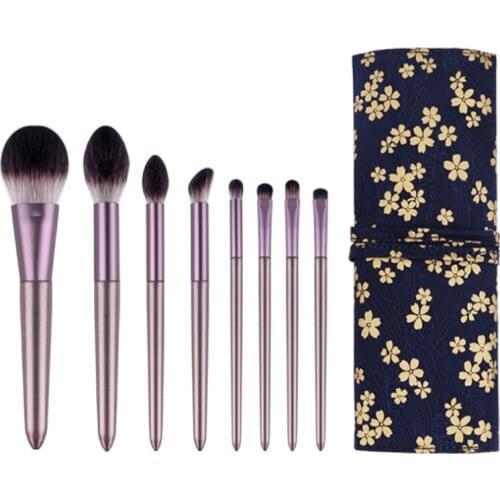 8 Small Grape Makeup Brush Set Student Full Set of Brush Foundation Eye Shadow Loose Powder Brush Blush Brush Lip Brush