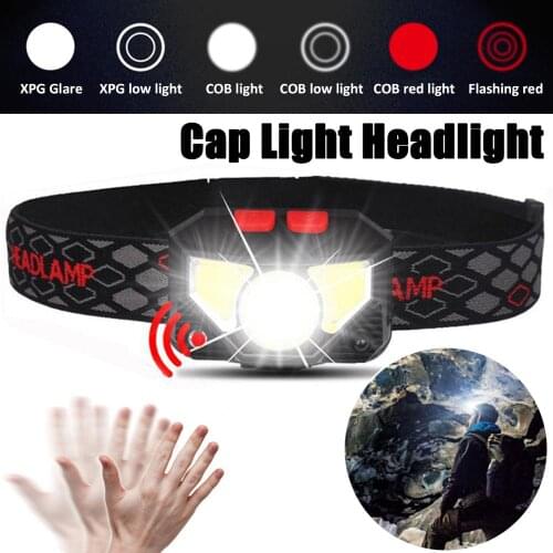 6000Lms LED Headlamp waterproof Rechargeable Battery USB Motion Sensor Head Lamp Headlight for Fishing Camping Hiking
