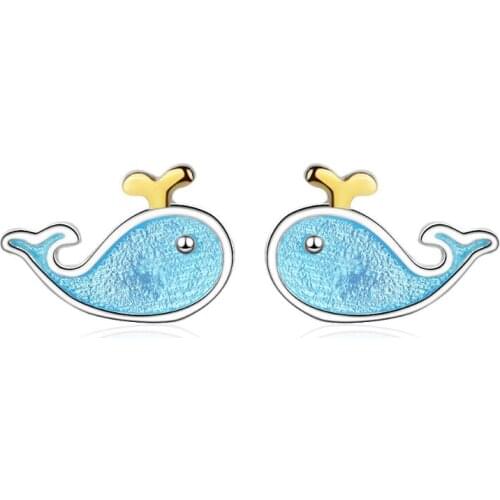 New Hot Cute Little whale Aquatic Creatures Stud Earrings For Women Jewelry Simple Girls Earrings SAE24