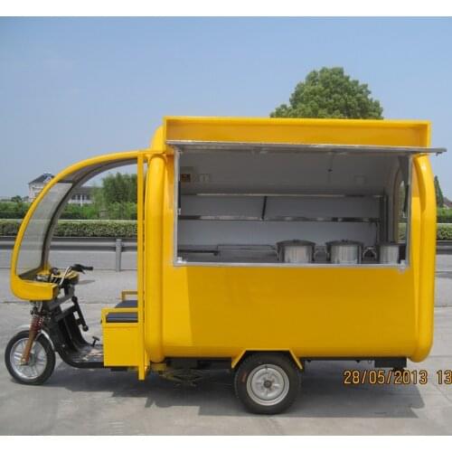New Design Three Wheels 220cm Long Food Trailer Food Kiosk Mobile Food Cart Electric Food Truck For Sale