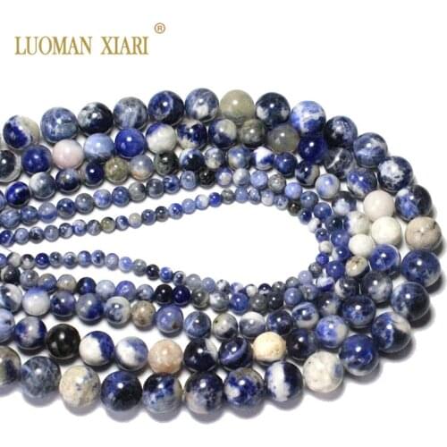 Wholesale AAA 100% Natural New White Blue Sodalite Stone Beads For Jewelry Making DIY Bracelet Necklace 4/6/8/10/12 mm 15