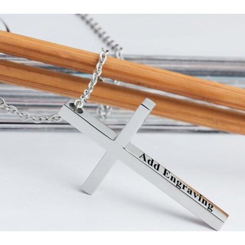 Personalized Jewelry Vintage Cross Necklace Stainless Steel Letter Pendant Gold Silver Custom Name Necklace Gif For Women Men