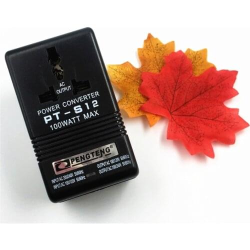 PT-S12 Black 100W Voltage Power Converter 220V To 110V 110V To 220V Travel Transformer