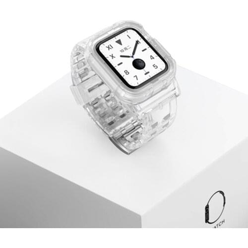 Transparent Sport Strap for Apple Watch band 42mm/44mm iWatch Series 5 4 3 2 silicone bracelet watchband for apple watch 5/4/3/2