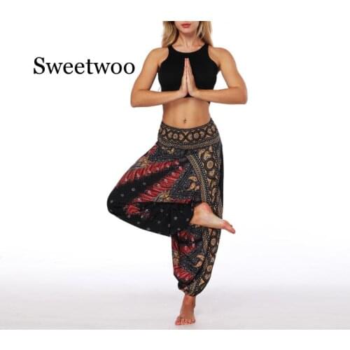 Harem Pants Womens Ladies Casual Summer Loose Trousers Female Baggy Boho Print Casual Fashion Jumpsuit Pants 2020