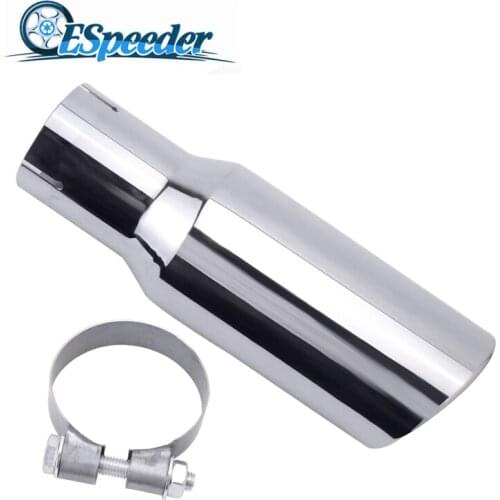 ESPEEDER Universal Polished Stainless Steel Car Silencer 3.0" Inlet To 4.0" Outlet Exhaust Tip Muffler System With Clamp