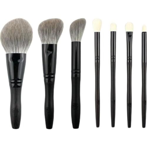 W99 Professional Handmade Makeup Brush Kit Soft Blue Fox Goat Hair Face Powder Eye Shadow Brush Ebony Handle Make Up Brushes Set