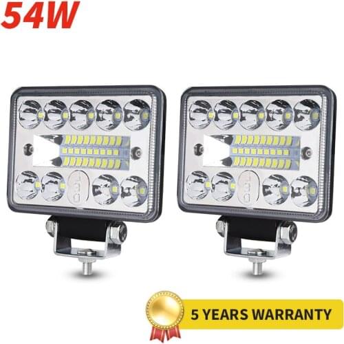 Car LED Work Light 3030 SMD 54 Watts Flood Spot Combo Beam Bright 6500K DC 12-24 Volts Spotlights Truck 4x4 4WD