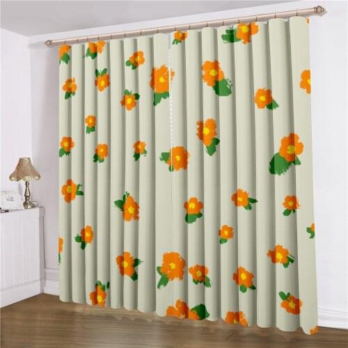 Fruit/Flower/Cactus Curtains Colorful Cartoon Window Curtains 3D Print Lovely Window Drapes For Living Room Window Treatments