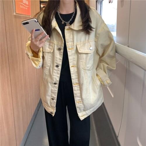 High Street Denim Jacket Women Spring 2021 New Loose Coats Tops Female Korean Harajuku Oversized Beige Jean Jackets Mujer
