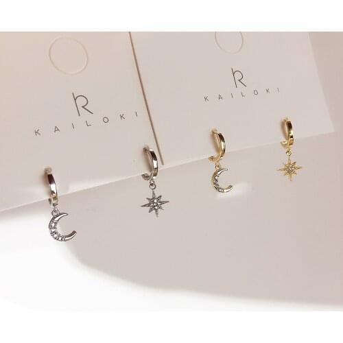 2019 Delicate Earrings Korean Style Fashion Personality Star Moon Earrings Beautiful Delicate Female Earrings