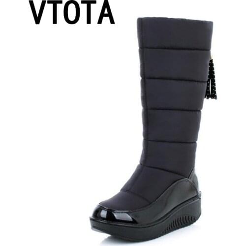 VTOTA 2018 Fur Female Warm Snow Boots Mid-Calf Slip-On Women Boots Fringe Winter Waterproof Platform Shoes Botas Mujer H200