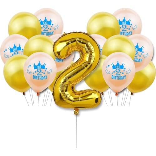ZLJQ 2nd Happy Birthday Balloons Boy Girl 2 Years Old Party Decoration Two Year Birthday Latex Baloon Number Ballon Baby Shower