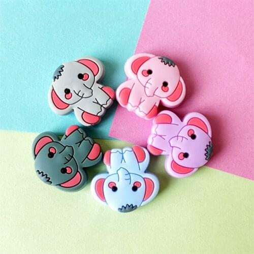 10pcs Bpa Free Silicone Teether Mini elephant Silicone Beads Teethers Bead Food Grade Silicone Baby Teething
