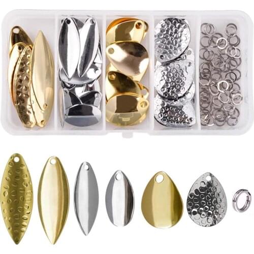 100Pcs Easy Spin Colorado Willow Spinner Blades Spoon Lure Kit for Spinnerbait Buzzbait Bass Lure Fishing Tackle