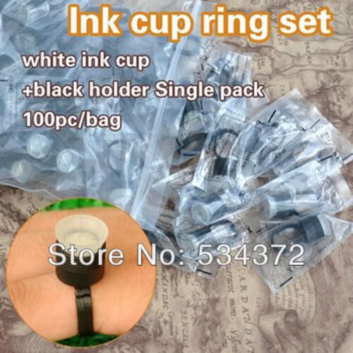 100 PCS/bag Permanent Makeup Disposable Finger Ring Ink Cups With Sponge