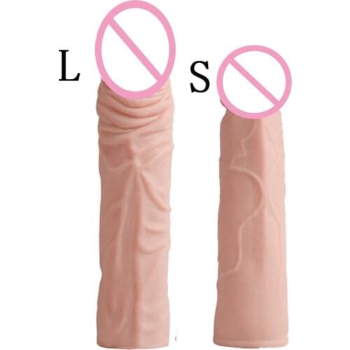 2 Type Penis Extender Sleeve High Elastic Enlargement Condom Orgasm Sex Toys For Men Delay Ejaculation Intimate Goods