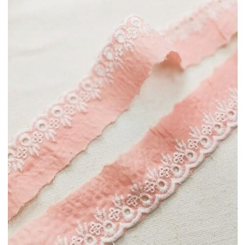 3 meters/lot 5cm Beige 100% cotton embroidery lace french lace ribbon fabric guipure diy trims warp knitting sewing Accessories