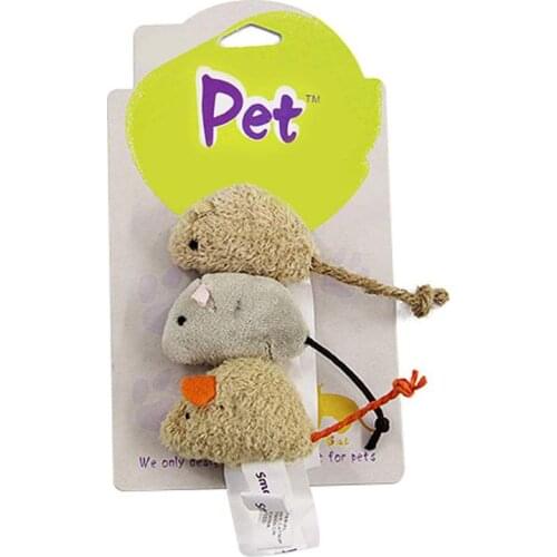 3pcs/set New Cat Toy Mouse Long Tail Fur Mice Toys Cat Squeak Noise Sound Pets Cat Kitten Playing Toy Products Randomly