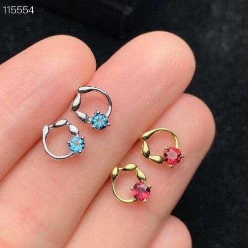 925 Sterling-silver-jewelry Crystal Ball Natural Topaz Stud Earrings for Women Earings Sterling Silver Jewelry