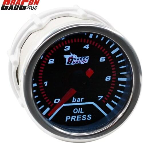 Dragon 52mm White Led Backlight Auto Car Racing Refit Accessories Analog Scale Oil Pressure Gauge 0-7 Bar Meter Free Shipping
