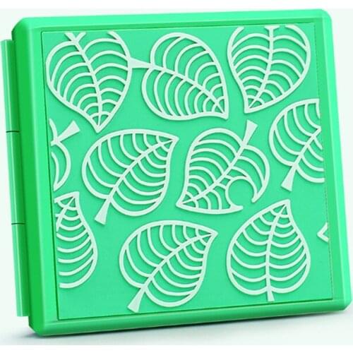 Fast Delivery Animal Crossing Cartoon Green Leaves Small Fashion Portable Storage Card Box With 12 Position Boys Girl Men Women