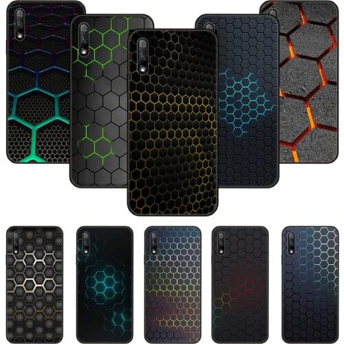 Phone Case For Huawei Honor 9X 10 9 20 8X 8A 8S 7X 7A i A Pro Play Lite Black Cover Shell Luxury irregular Geometric Shape
