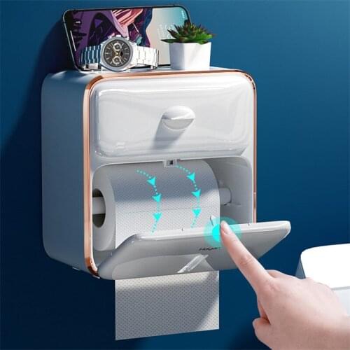 Bathroom Paper Holder Waterproof Tray Roll Tube For Toilet Paper Toilet Tissue Box Roll Paper Rack Double-layer Sstorage Box