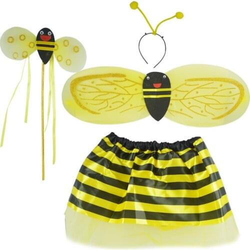 Girls Bee Ladybug Wings Headband Magic Wand Skirt Party Cosplay Princess wedding birthday Halloween