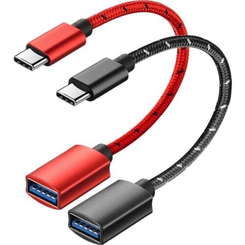 OTG Converter Cable Type-c Male To USB 3.1 Braided Cable Female Extension Charging Cable Converter Adapter For U Disk Phone