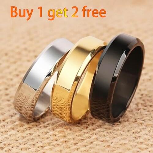 Buy 1 get 2 free 3 Pcs high quality Titanium Stainless steel rings black for Men colors:black, gold, silver Color US Color Sizes
