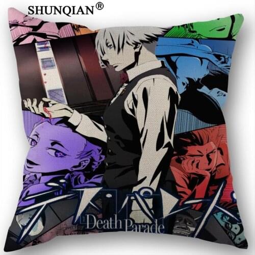 Linen Cotton Pillowcase Death parade Pillow Cover Home Textiles Decorative Pillowcase Customize Gift 45x45cm one side
