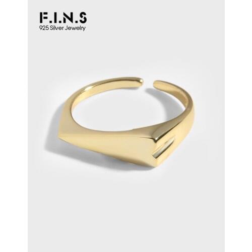 F.I.N.S Minimalist Fine Real S925 Sterling Silver Ring Smooth Long Heart Open Finger Rings for Women Korean Fashion Jewelry