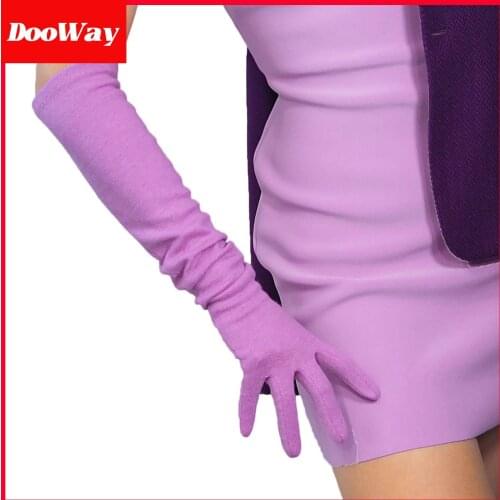 DooWay Wool Cashmere Fashion Gloves Elastic 20-inch Fuchsia Winter Warm Opera Driving Long Finger Gloves