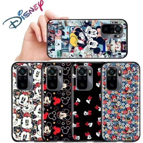 Disney Luxury Mickey Minne for Xiaomi Redmi Note 10 10S 9 9T 9S 8 8T Pro Max Black TPU Soft Phone Case