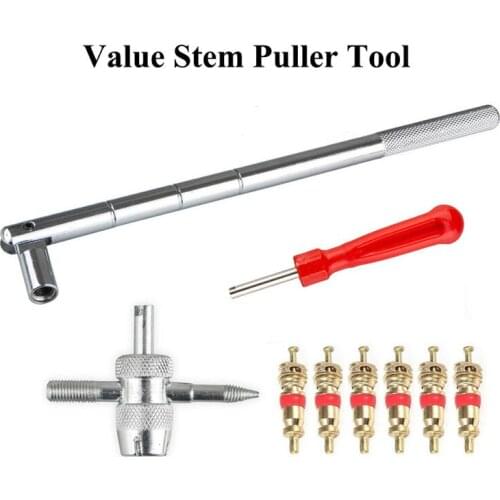 Valve Replacement Kit Core Multifunction Tool 4-In-1 Brass Reel Rod Extractor Single Head Spool for Bicycle Car Motorcycle