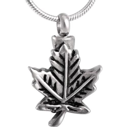 IJD8370 Men Necklace Hot Selling Vintage Style 316L Stainless Steel Maple Leaf Cremation Pendant Jewelry Ashes Urn Necklace Male