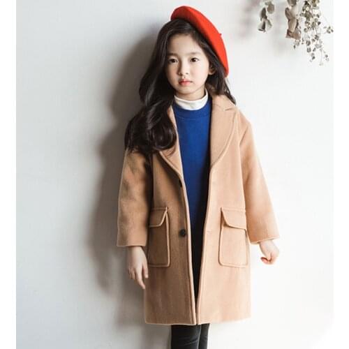 Teen Girls Overcoat Fashion Woolen Coat For Girls Outerwear Winter Autumn Warm Girl Jacket Clothes Snowsuit for 4-12Years old