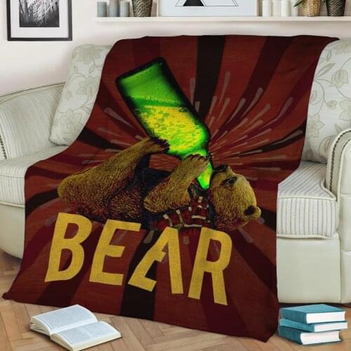 Beer Bear Beer Flannel Throw Blanket 3D Printed Keep Warm Sofa Child Blanket Home Decor Textiles Dream Family Gift